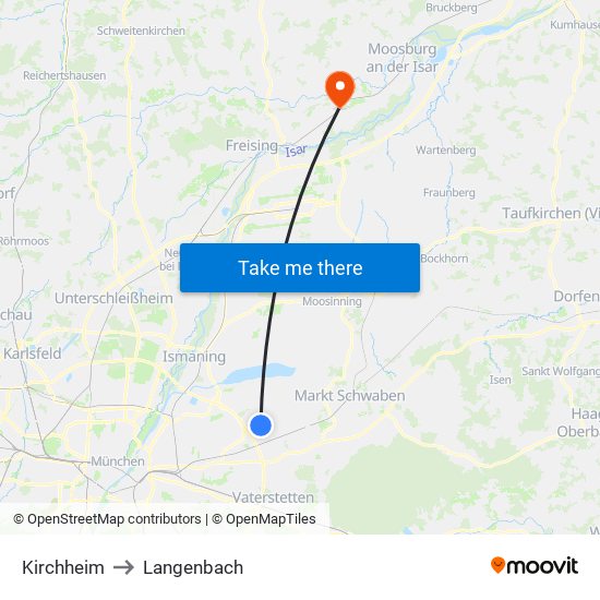 Kirchheim to Langenbach map