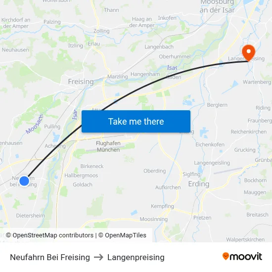 Neufahrn Bei Freising to Langenpreising map