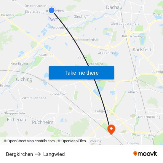 Bergkirchen to Langwied map