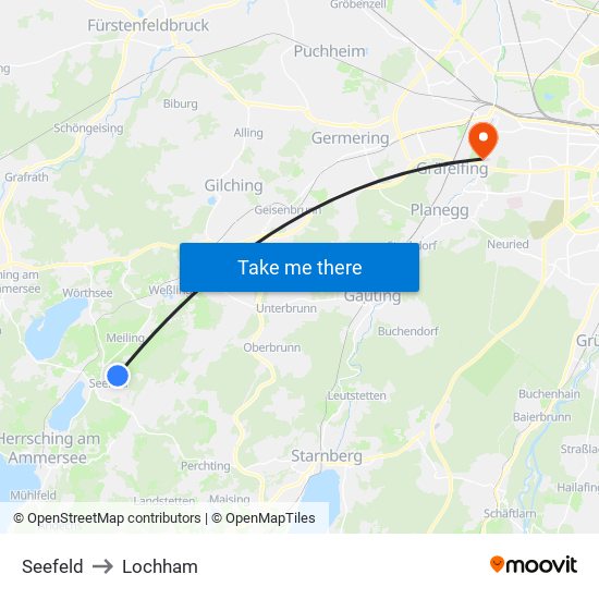 Seefeld to Lochham map