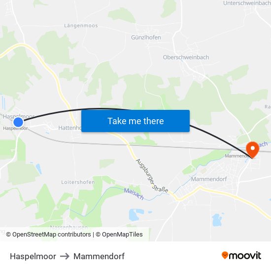 Haspelmoor to Mammendorf map