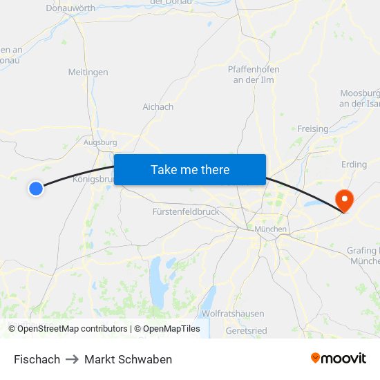 Fischach to Markt Schwaben map