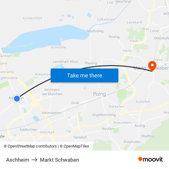 Aschheim to Markt Schwaben map