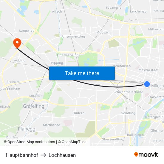 Hauptbahnhof to Lochhausen map