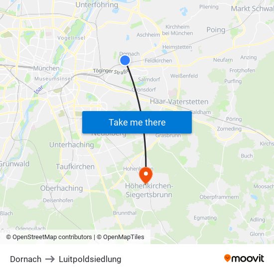 Dornach to Luitpoldsiedlung map