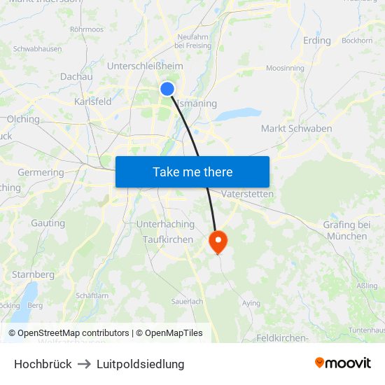 Hochbrück to Luitpoldsiedlung map