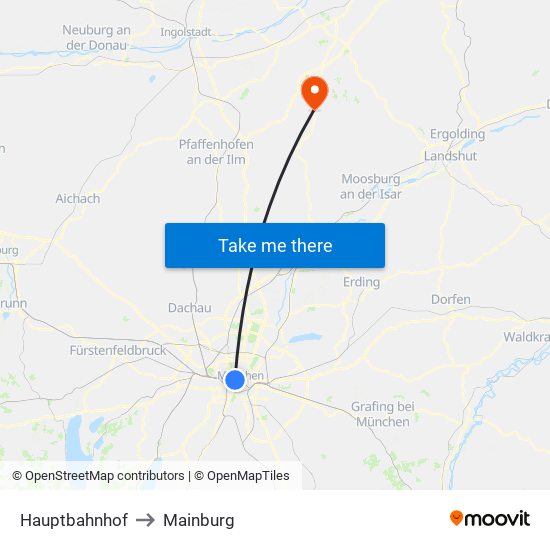 Hauptbahnhof to Mainburg map