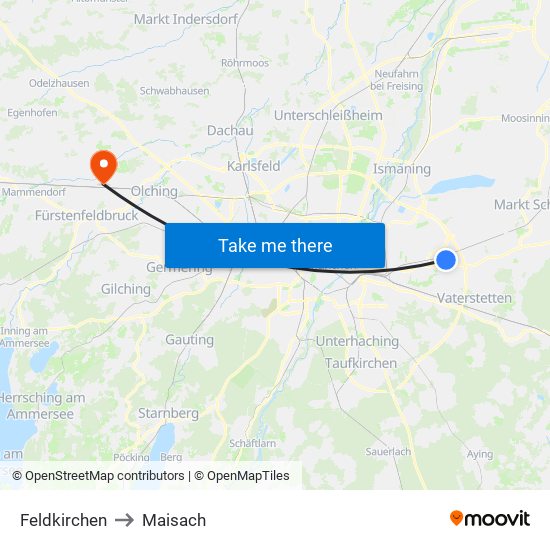 Feldkirchen to Maisach map