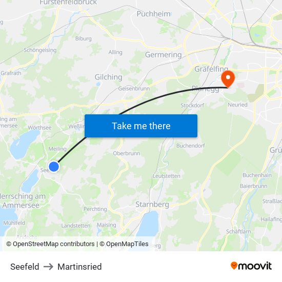 Seefeld to Martinsried map