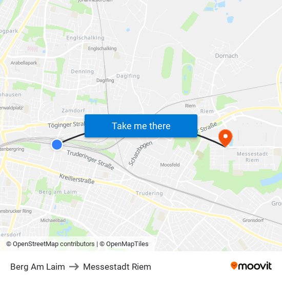 Berg Am Laim to Messestadt Riem map