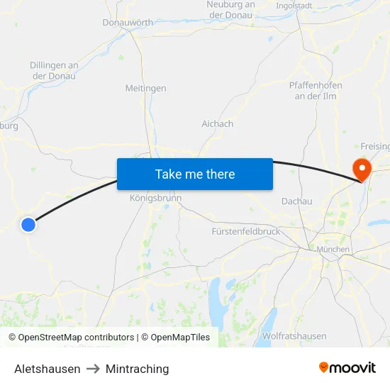 Aletshausen to Mintraching map