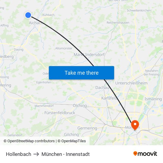 Hollenbach to München - Innenstadt map