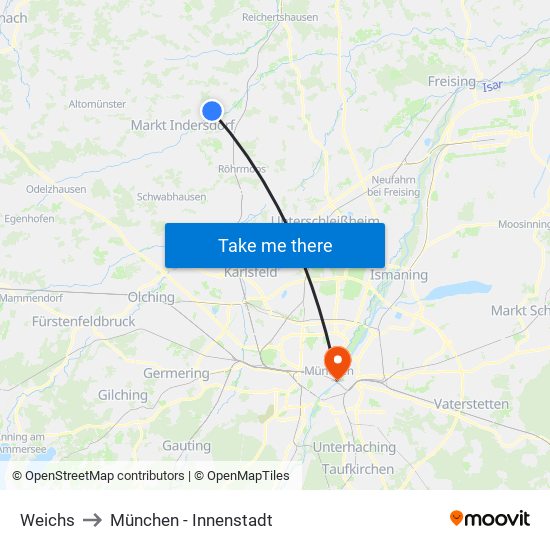 Weichs to München - Innenstadt map