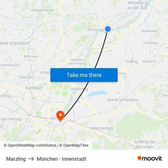 Marzling to München - Innenstadt map