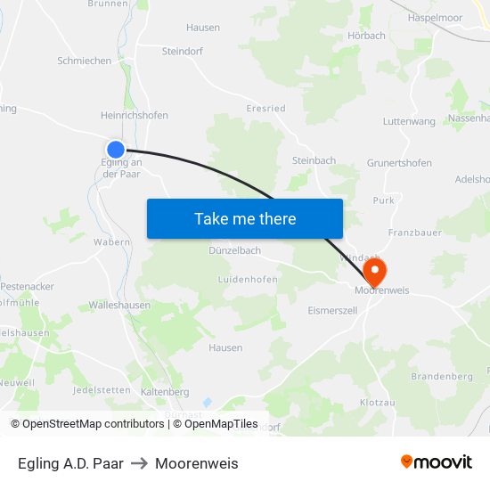 Egling A.D. Paar to Moorenweis map