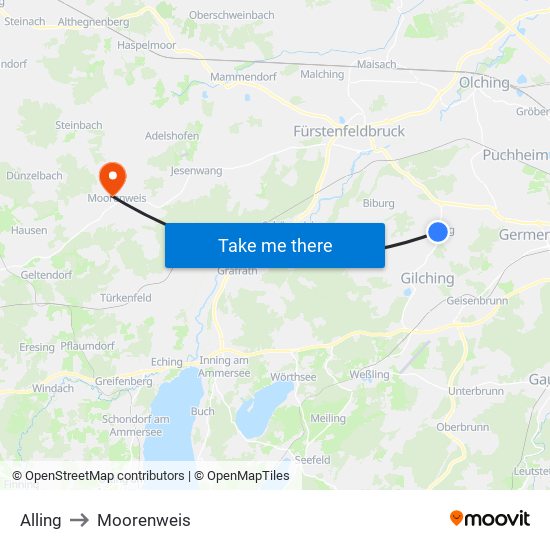 Alling to Moorenweis map