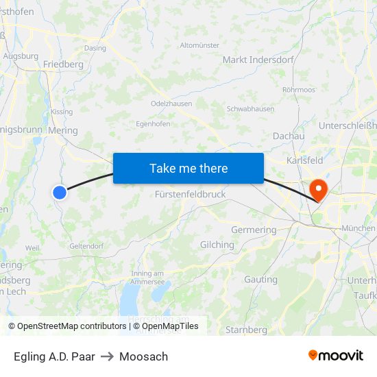 Egling A.D. Paar to Moosach map