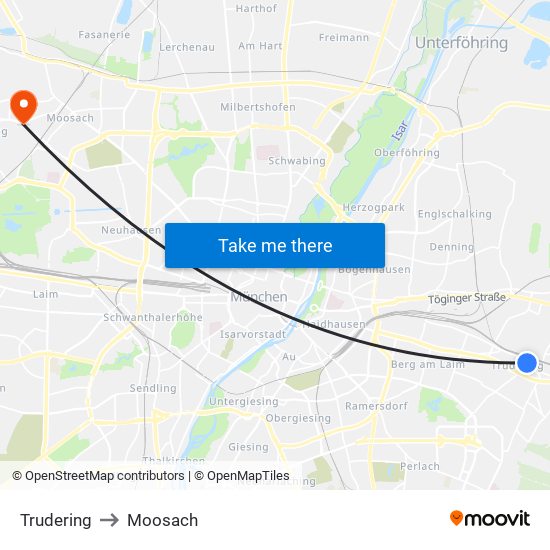 Trudering to Moosach map