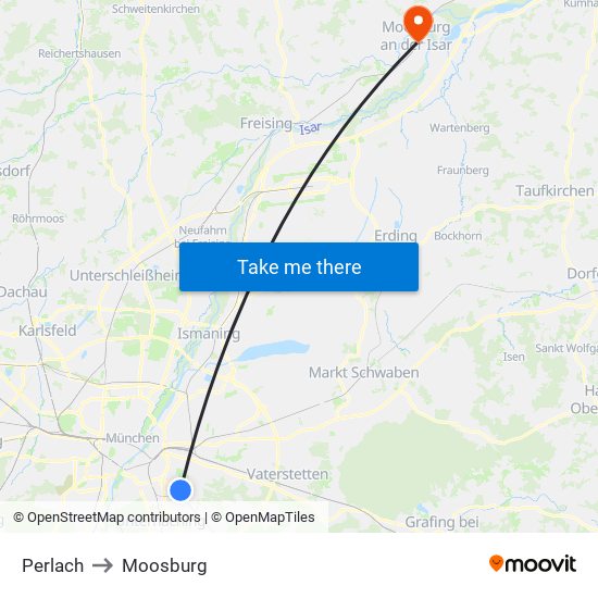 Perlach to Moosburg map