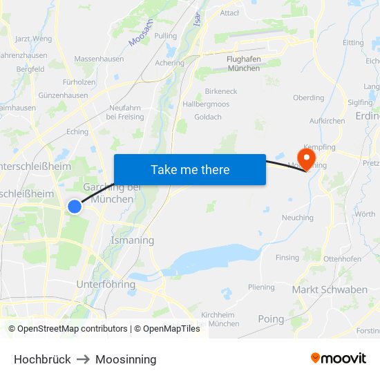 Hochbrück to Moosinning map