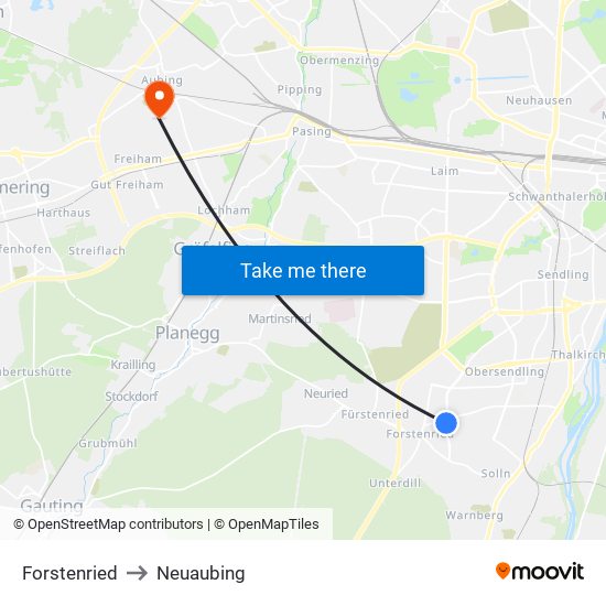 Forstenried to Neuaubing map