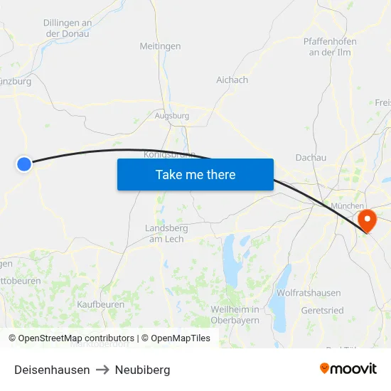 Deisenhausen to Neubiberg map