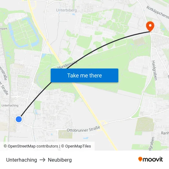 Unterhaching to Neubiberg map