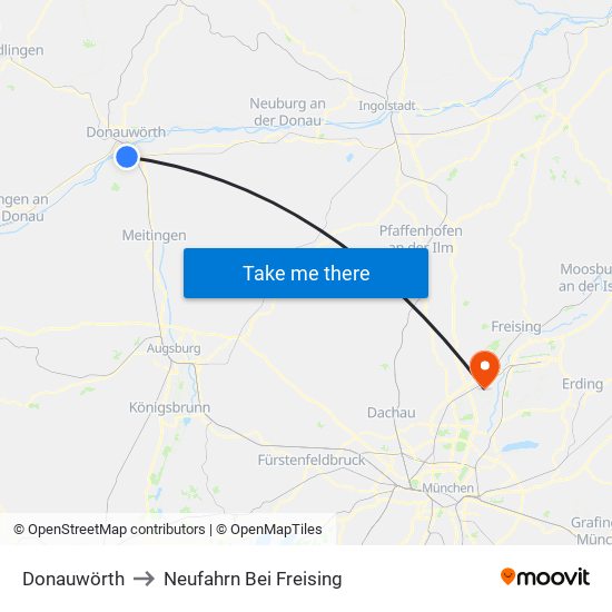 Donauwörth to Neufahrn Bei Freising map