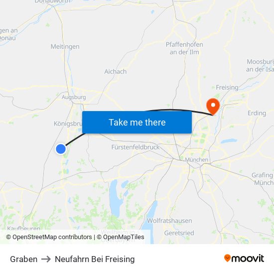 Graben to Neufahrn Bei Freising map