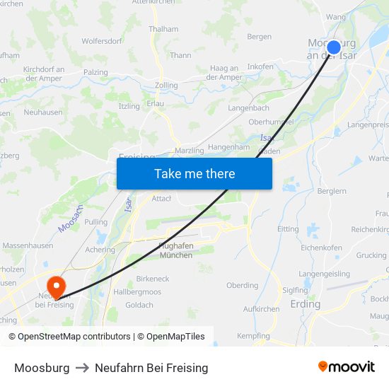 Moosburg to Neufahrn Bei Freising map