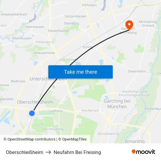 Oberschleißheim to Neufahrn Bei Freising map