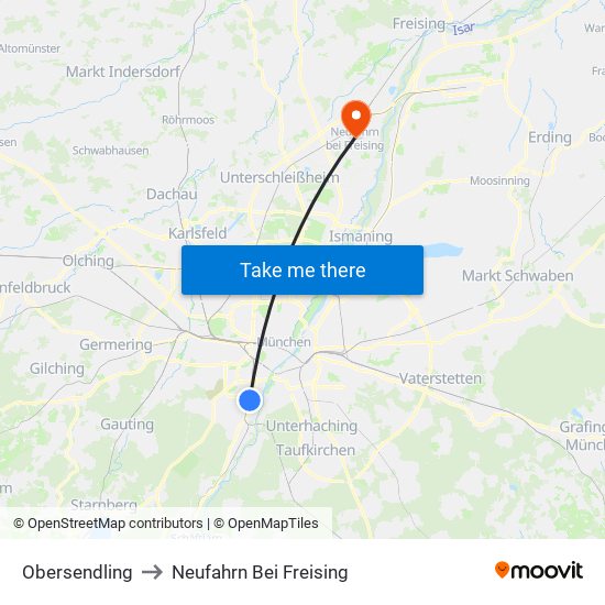 Obersendling to Neufahrn Bei Freising map