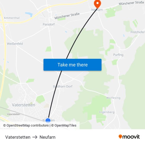 Vaterstetten to Neufarn map