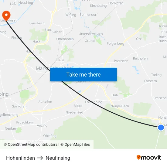 Hohenlinden to Neufinsing map