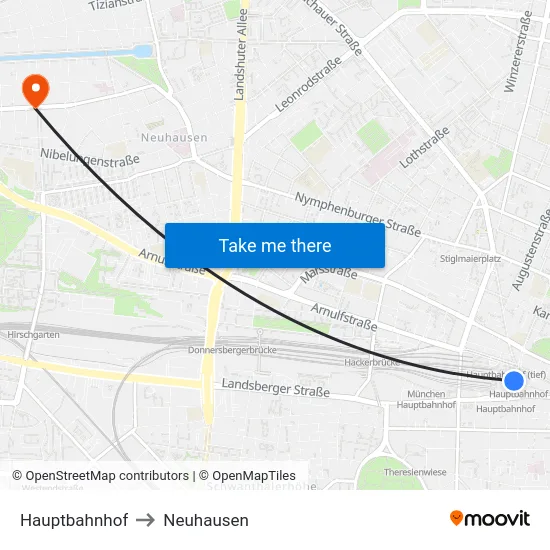 Hauptbahnhof to Neuhausen map