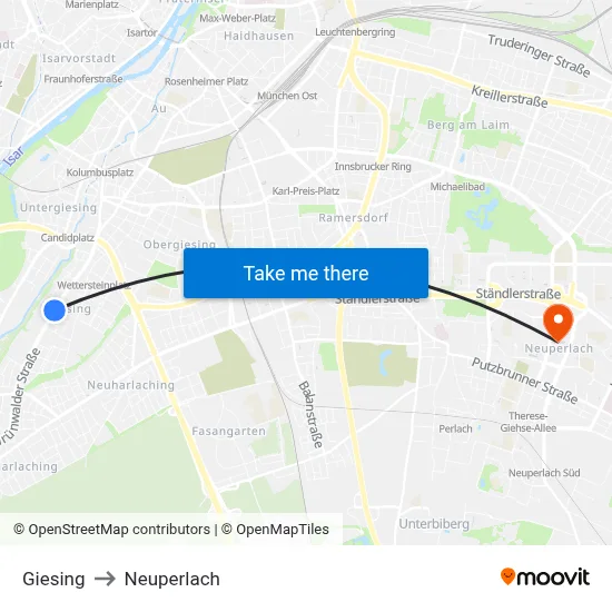 Giesing to Neuperlach map