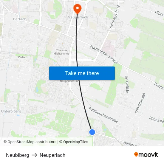 Neubiberg to Neuperlach map