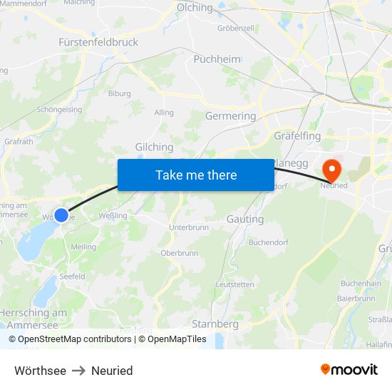 Wörthsee to Neuried map