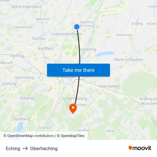 Eching to Oberhaching map