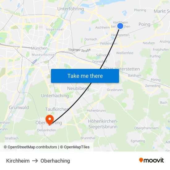 Kirchheim to Oberhaching map