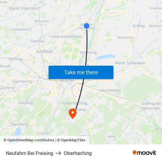 Neufahrn Bei Freising to Oberhaching map