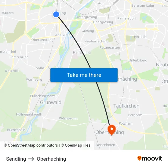 Sendling to Oberhaching map