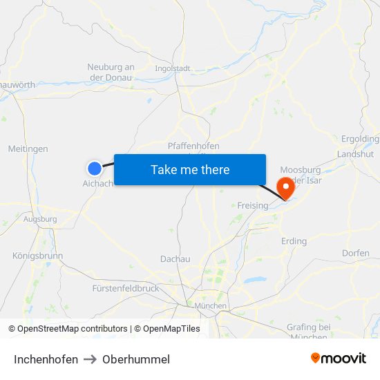 Inchenhofen to Oberhummel map