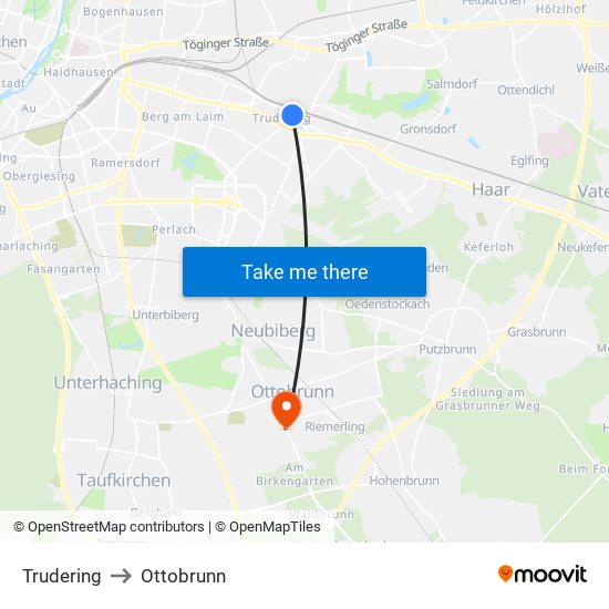 Trudering to Ottobrunn map