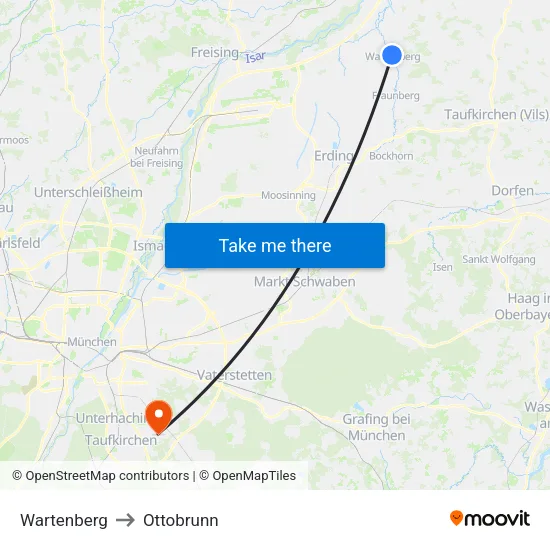 Wartenberg to Ottobrunn map