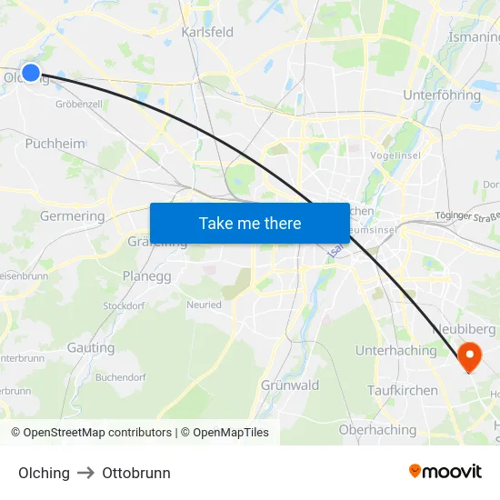 Olching to Ottobrunn map
