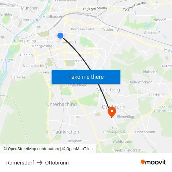 Ramersdorf to Ottobrunn map