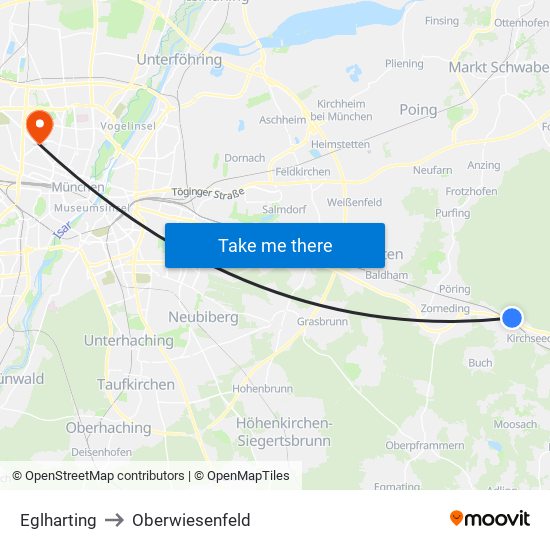 Eglharting to Oberwiesenfeld map