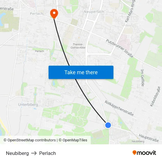 Neubiberg to Perlach map