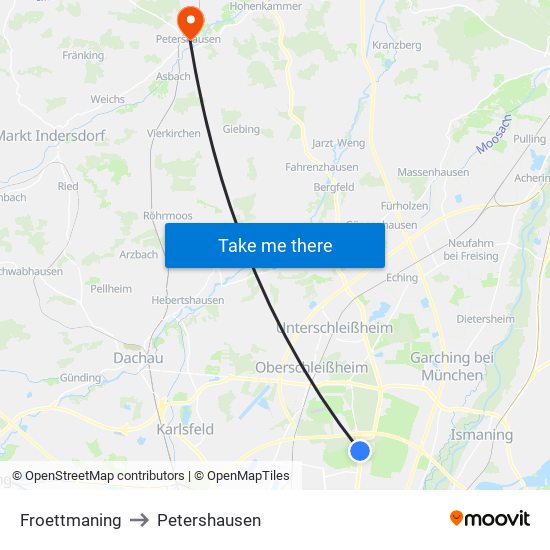 Froettmaning to Petershausen map